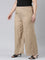 Women Solid Beige Linen Palazzos