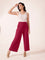 Women Solid Medium Voilet Knit Viscose Mid Rise Palazzos