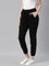 Women Solid Cotton Black Cuffed Joggers