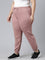 Women Solid Cotton Dusty Pink Cuffed Joggers