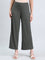 Olive Green Drop Needle Fabric Rib Palazzo