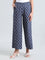 Navy Woven Viscose Printed Palazzo