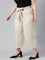 Women Solid Light Beige Linen Mid Rise Culottes