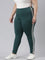 Women Green Cotton Side Stripe Active Leggings