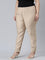 Women Solid Beige Straight Fit Silk Pant