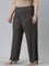 Women Solid Silver Grey Mid Rise Ribbed Palazzos