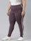 Women Purple Cotton Side Stripe Active Leggings