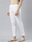 Women Solid White Cotton Pencil Pant