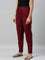 Women Solid Marron Mid Rise Cotton Pants