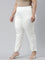 Women Solid White Mid Rise Shiny Pants