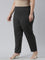 Women Stripes Black Linen Mid Rise Slim Fit Pencil Pants