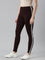 Brown Cotton Stretch Side Stripes Active Leggings