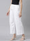 Women Solid White Mid Rise Linen Wide Pant