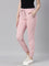 Women Solid Cotton Baby Pink Cuffed Joggers