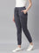 Women Solid Cotton Dark Jean Blue Cuffed Joggers