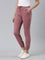 Women Solid Cotton Light Wine Cuffed Joggers