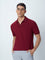 WES Casuals Maroon Cotton Blend Slim-Fit Polo T-Shirt