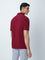 WES Casuals Maroon Cotton Blend Slim-Fit Polo T-Shirt