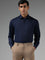 WES Formals Solid Navy Relaxed Fit Shirt