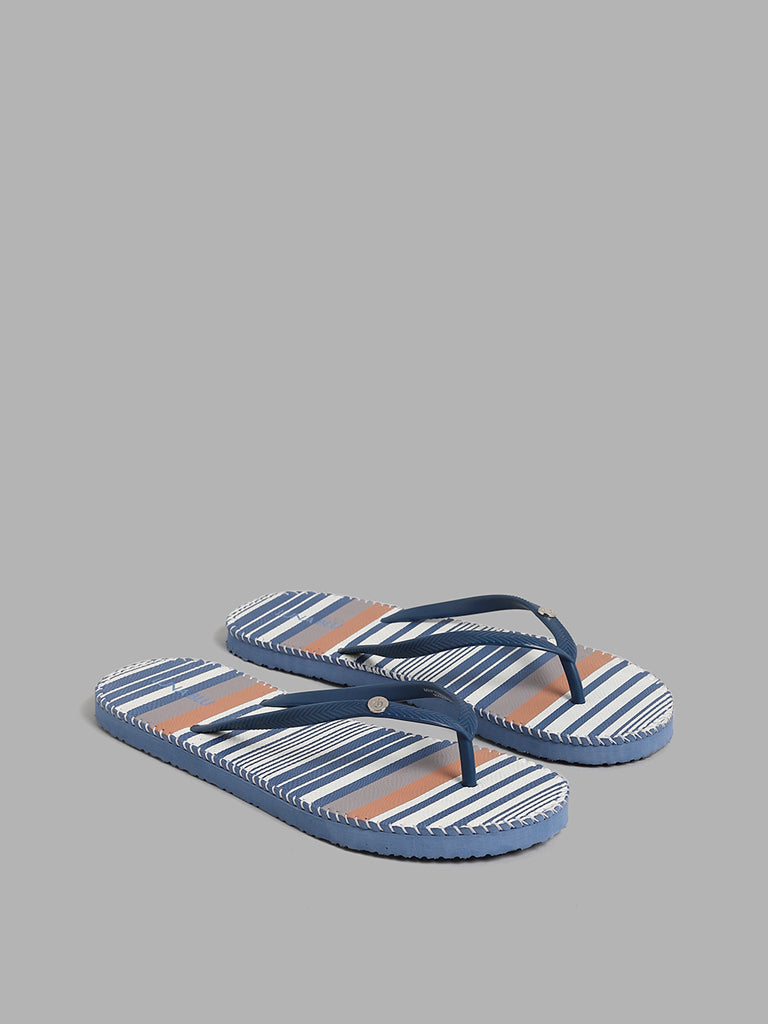 LUNA BLU Blue Striped Flip-Flop