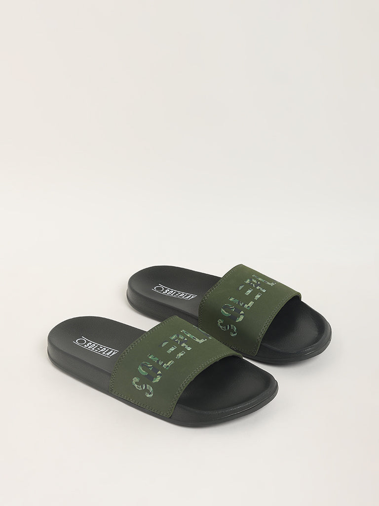 SOLEPLAY Green Print Slides