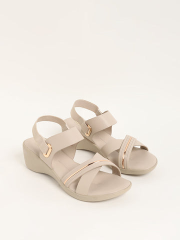 LUNA BLU Ivory Criss Cross Band Sandals