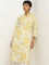 Utsa Yellow Floral Print Cotton Kurta