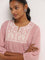 Utsa Pink Embroidered Cotton Kurti