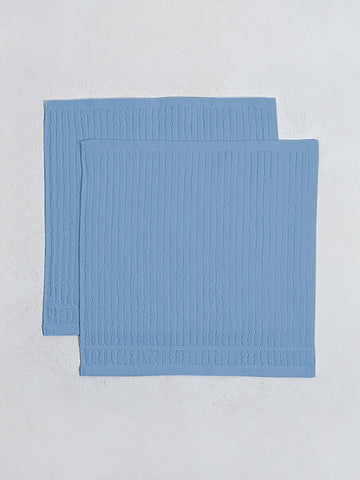 Westside Home Blue Face Towels (Set of 2)