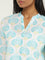 Utsa Turquoise Ikat Printed Straight Cotton Kurta