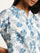 Utsa Blue Floral Print Cotton Kurta