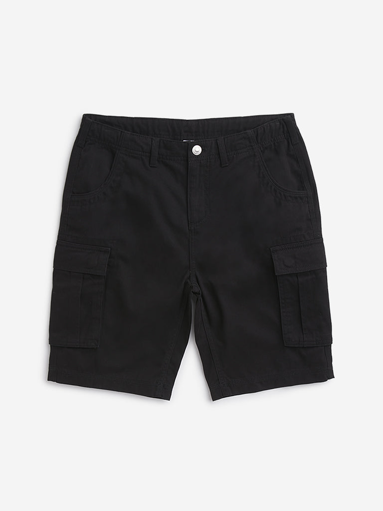 Y&F Kids Black Mid Rise Cargo Shorts