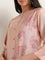 Zuba Peach Floral Print Cotton Blend A-Line Kurta