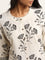 Utsa Off-White Floral Print Blended Linen Kurta