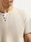 ETA Beige Henley Cotton Slim Fit T-Shirt