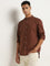 Ascot Brown Relaxed Fit Solid Cotton Shirt