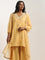 Vark Yellow Embellished Kurti, Palazzos and Dupatta Set