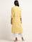 Utsa Yellow Straight Fit Cotton Chikankari Kurta