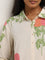 Utsa Pink Floral Pattern A-Line Cotton Blend Kurta