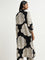 Utsa Black Floral Printed A-Line Kurta