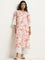 Utsa Coral Floral Printed A-line Cotton Kurta