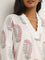 Utsa White Foliage Printed A-Line Cotton Kurta