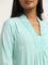 Utsa Turquoise Floral Embroidered A-Line Cotton Kurta