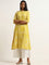 Utsa Yellow Printed Straight Fit Kurta