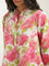 Utsa Pink Floral Printed Straight Cotton Kurta