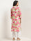 Utsa Pink Floral Printed Straight Cotton Kurta