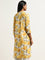 Utsa Yellow Floral Printed Straight Cotton Kurta