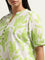 Diza Green Foliage Design Straight Cotton Kurta