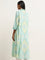 Utsa Turquoise Ikat Design A-Line Cotton Kurta