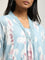 Utsa Blue Ikat Patterned A-Line Cotton Kurta